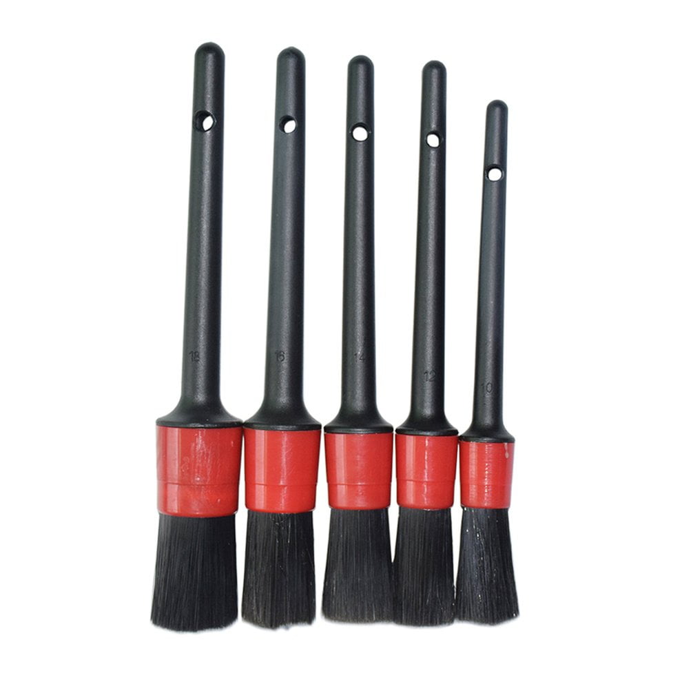 NEW SALE!5PCS Multi-Functional Car Detailing Brushes Car Wash Slit Brush Clean Seat Detail Brush Natural Boar Hair Brushes