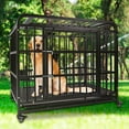 thumbnail image 6 of SMONTER 46 Inch Heavy Duty Dog Crate - Indestructible Dog Crate for Large Dog Strong Metal Dog Kennel Training Dog Cage Easy to Assemble Pet Playpen with Wheels Double Doors Removable Tray, Black, 6 of 8