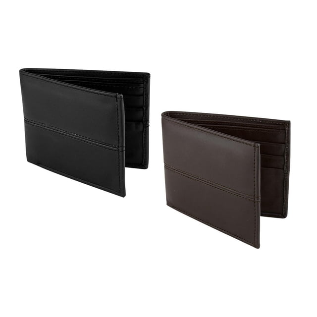 Paquete 135 piezas Cartera de piel con doble compartimento cafe 10.2 x 8.5