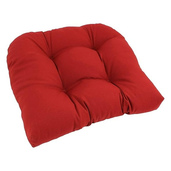 Red Chair Cushion 19x19 - Twill Rounded Back Seat Pad - Indoor Home Office Decor - Premium Polyester, Made in USA & Imported