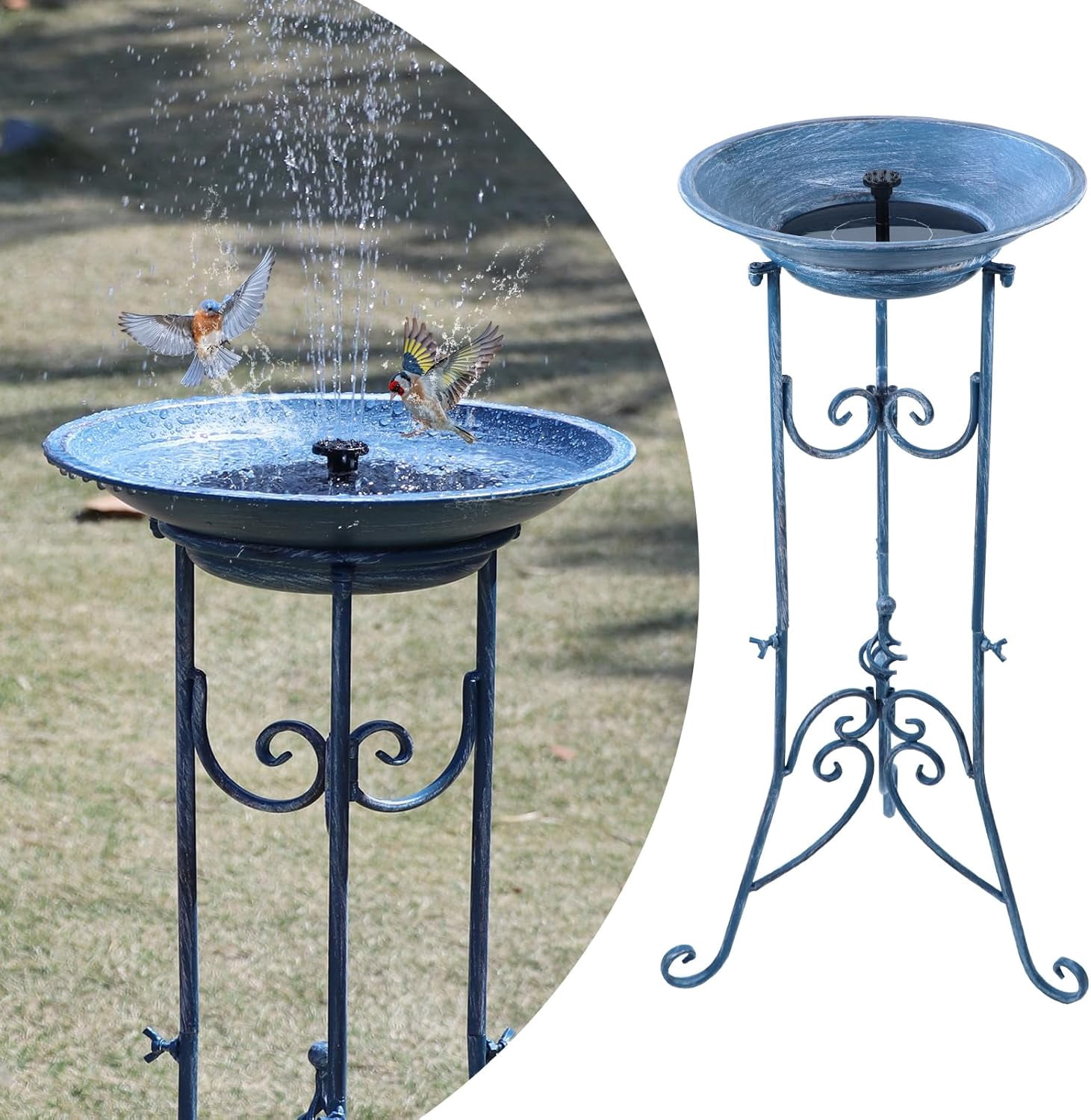 Cast Iron Pedestal Bird Bath, Bird Baths for Outdoors, Seed Tray Garden Yard Decoration