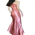 thumbnail image 2 of Robe Sans Manches en Satin pour Femmes Robe Longue Robe de Couleur Unie, 2 of 6