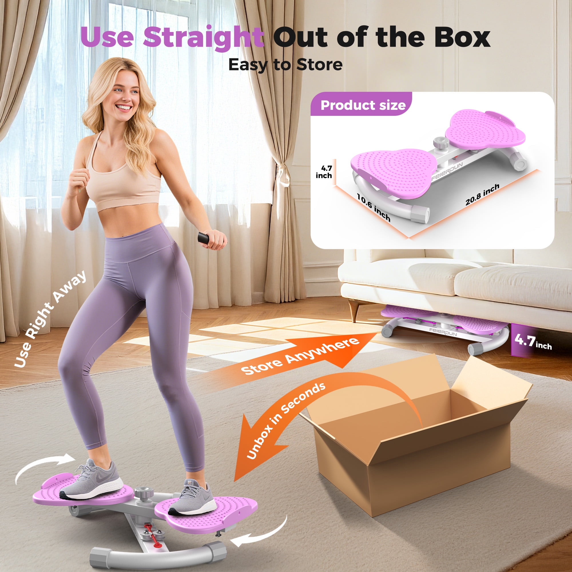 UPGO Waist Twister Machine Exercise, Ab Twist Board with 330 lbs Weight Capacity, Abs Workout for Slim Waist and Core Ab Exercise, Noiseless Home Gym Equipment for Women Men, Purple