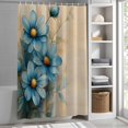 thumbnail image 3 of Blue Daisy Fabric Shower Curtain Vintage Linen Texture Washable Shower Curtains for Bathroom, Waterproof Bath Curtain with Hooks Home Decor 72x72in, 3 of 8