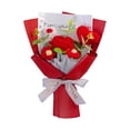 thumbnail image 2 of Ramo de flores de ganchillo terminado, decorativo, hecho a mano, corazón, hilo tejido artificial. Rojo, 2 of 9