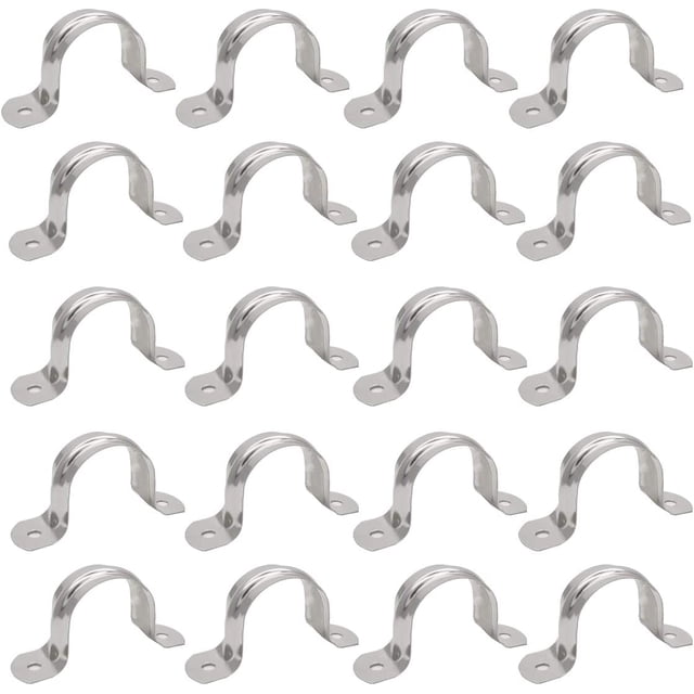 HSHDLDF 1.5inch Two Hole Strap U Bracket Stainless Steel Tube Strap Tension Clip Assortment Kit Heavy Duty Rigid Pipe Strap Clamp For The Inner Diameter of Water Pipe is 1.5inch 20Pcs(50mm)