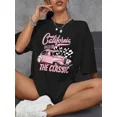 thumbnail image 6 of Car And Letter Graphic Drop Shoulder Oversized Tee Graphic Tees Women Tops, 6 of 10