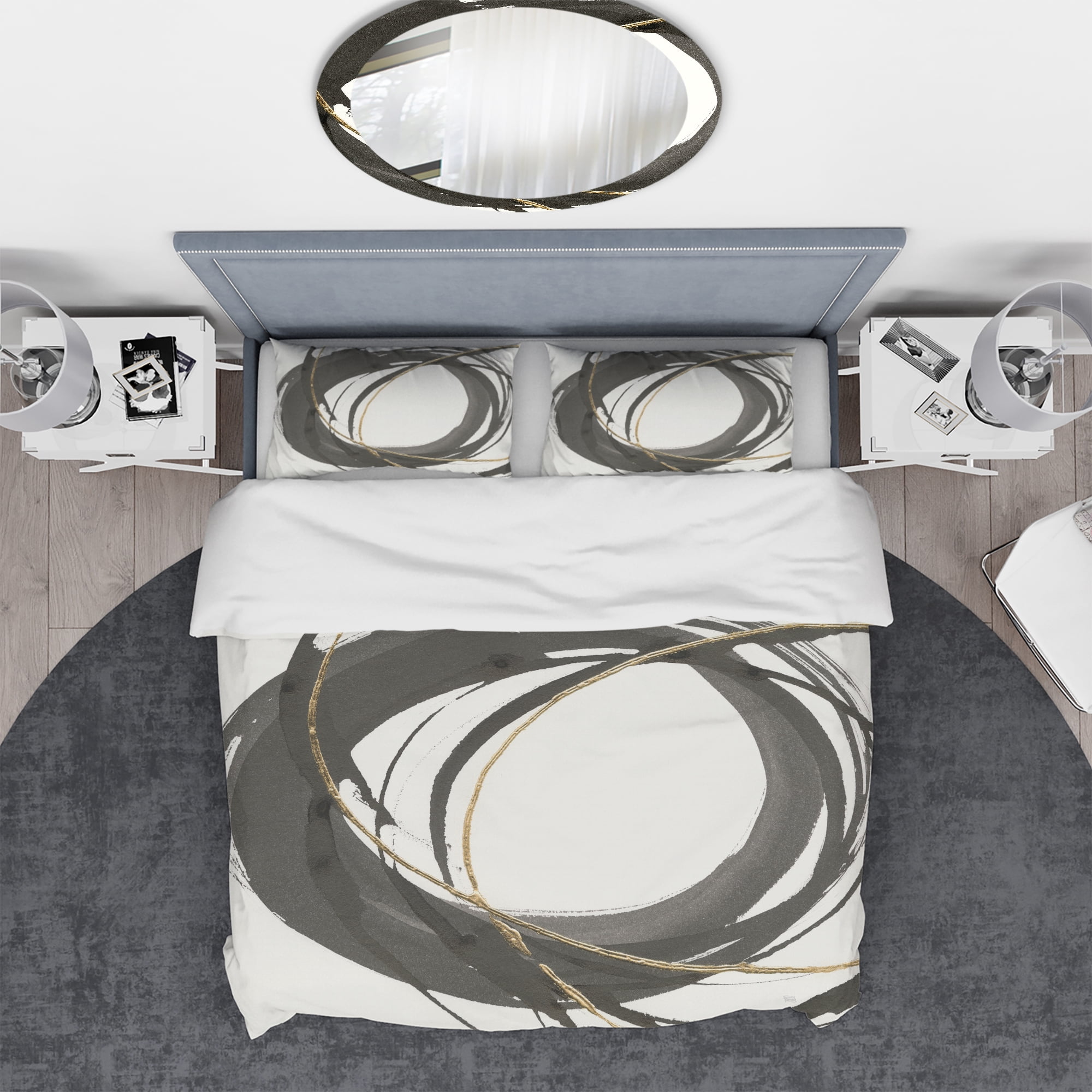 Designart 'Gold Glamour Circle IV' Geometric Duvet Cover Set