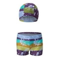 thumbnail image 1 of Odeerbi 1-12 Años Traje de Baño Con Gorro de Baño Para Niños Traje de Baño Con Estampado Hawaiano Traje de Baño de Secado Rápido Traje de Baño Corto Para Niños Traje de Baño de Verano, 1 of 2