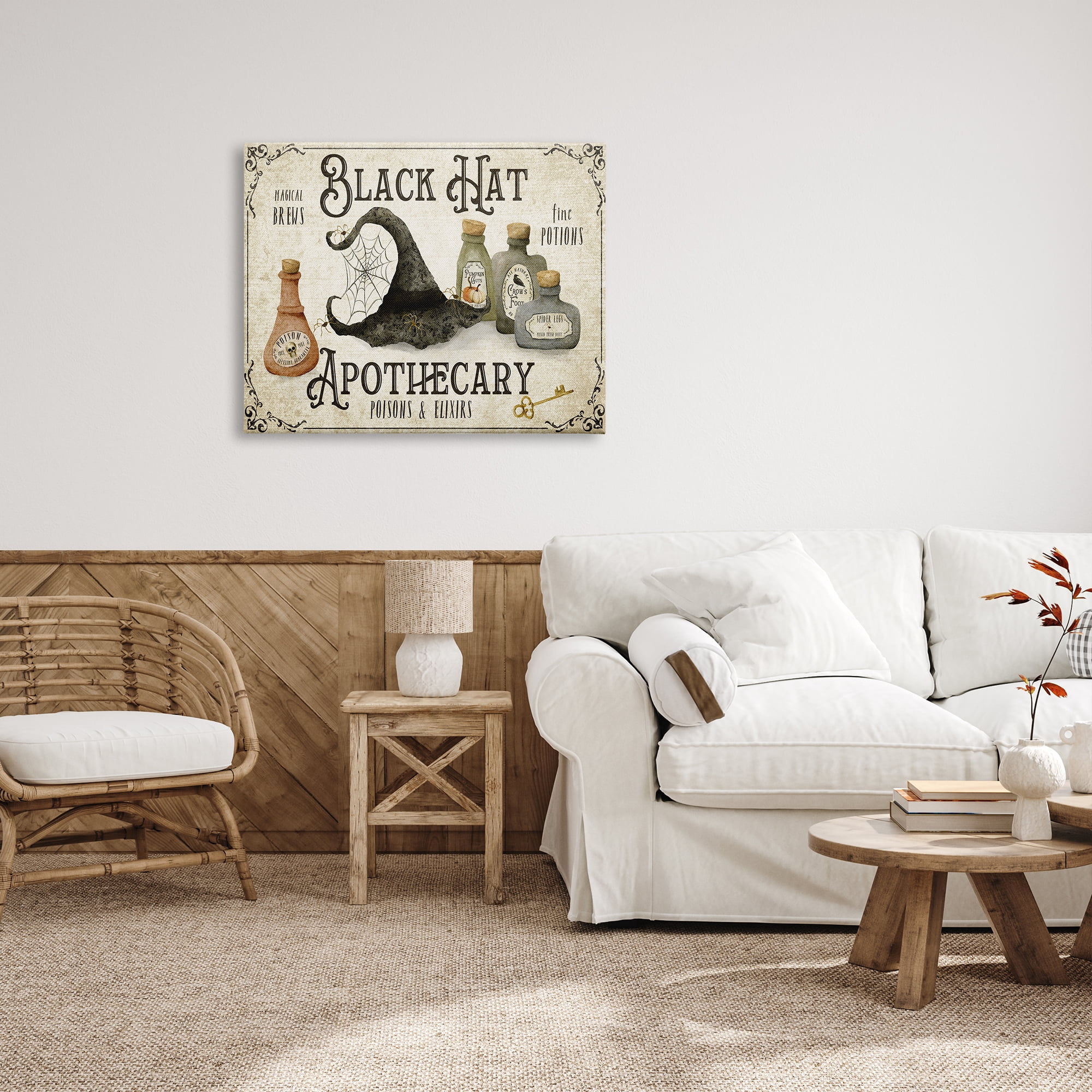 Stupell Industries Black Hat Apothecary Potions Holiday Painting Gallery Wrapped Canvas Art Print Wall Art, 40 x 30