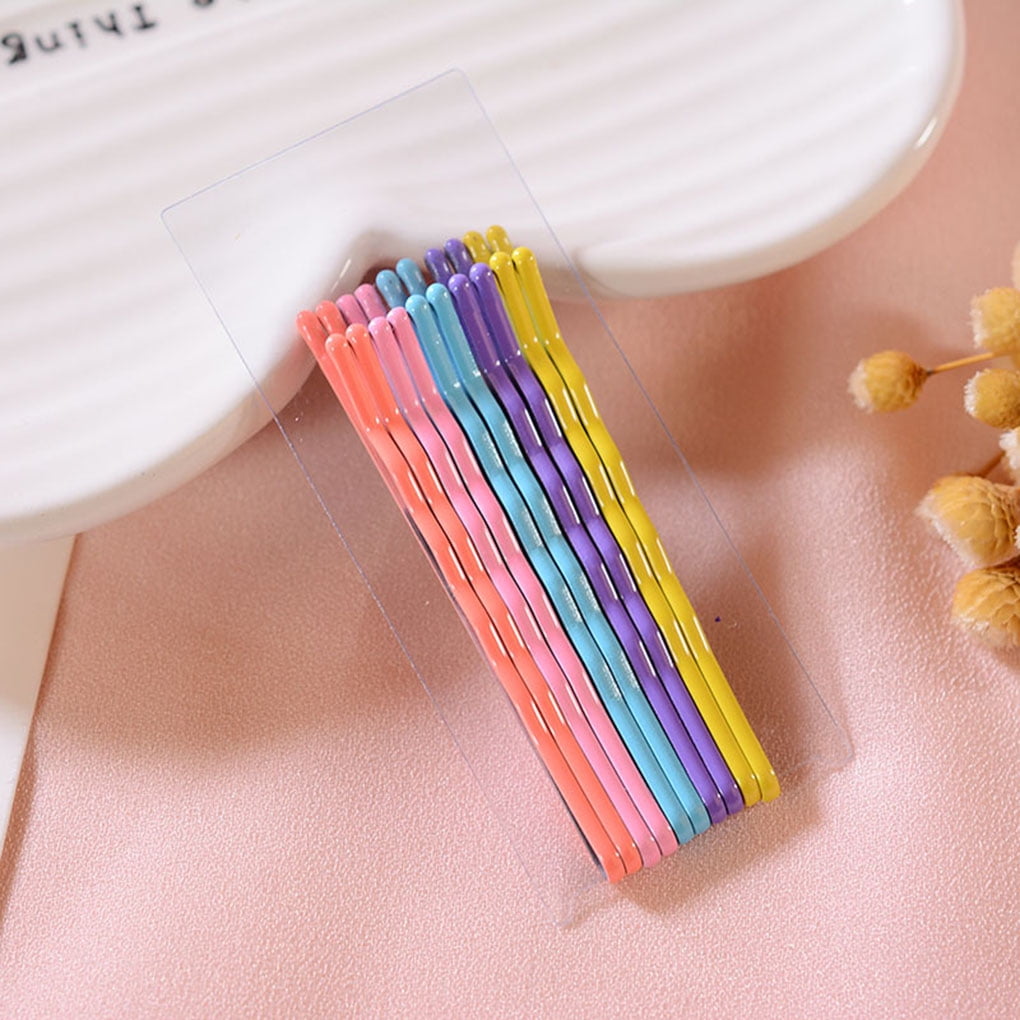 1Set Girl's Candy Color Hair Clips Bobby Pins Wavy Hairpins Metal Barrettes 