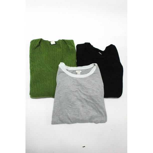 Pre Owned J Crew Women S V Neck Crew Neck Knit Tops Green Gray Black Size Small Lot 3 Walmart Com Walmart Com