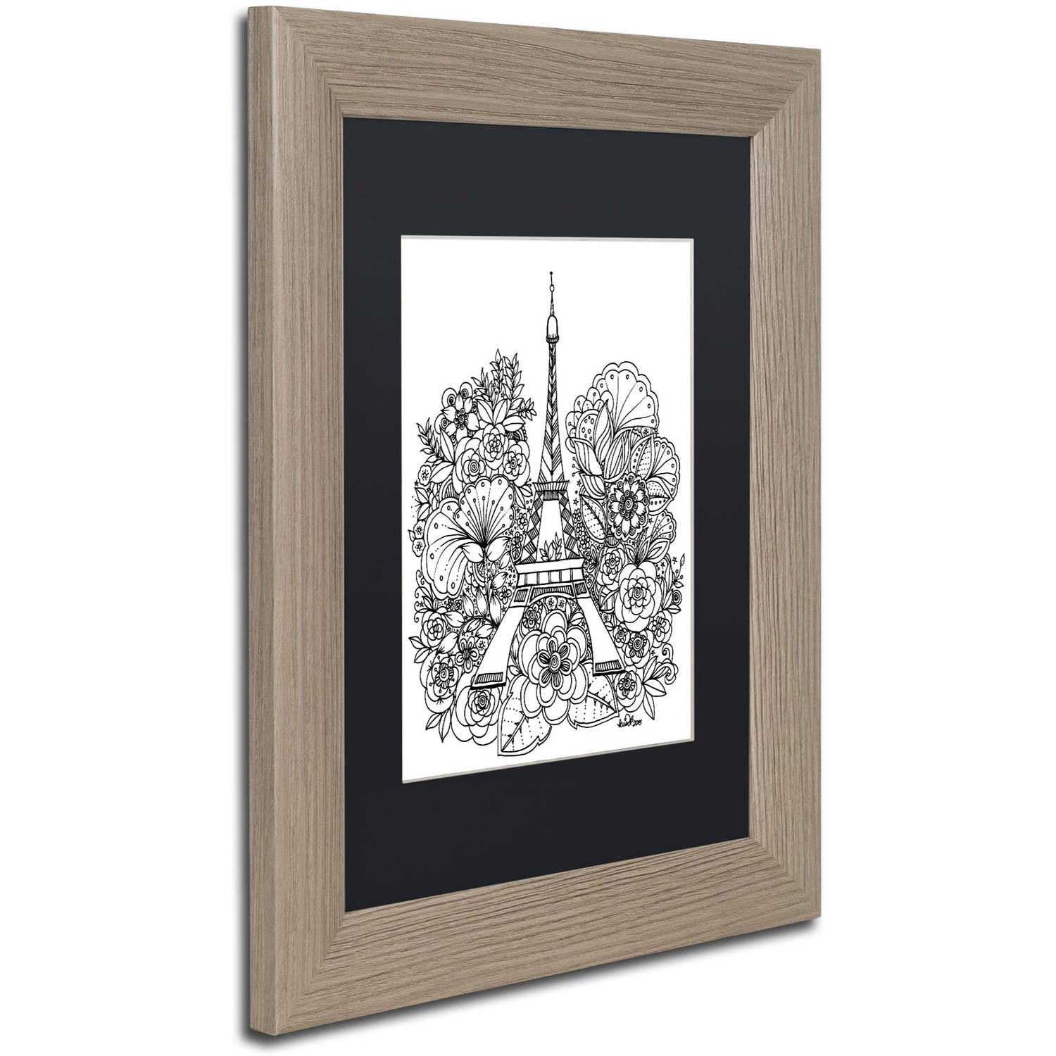 Trademark Fine Art "Paris" Canvas Art by KCDoodleArt Black Matte, Birch Frame