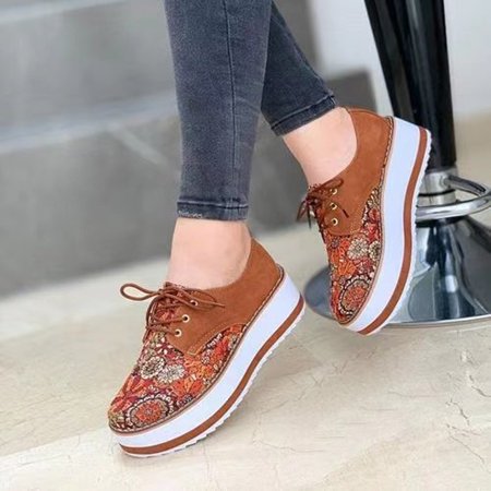

Fidelma Shoes Women s Single Shoes Style Round Head Color Matching Thick Bottom Casual Shoes Orange 38