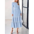 thumbnail image 4 of PRETTYGARDEN Women's Spring Midi Dress Fall Elegant Long Sleeve Smocked Flowy Boho Floral Wedding Guest Party Dresses, 4 of 7