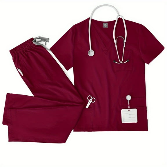 ComfortMax V-neck Double-layer Pocket Scrub for Doctors, Ultra Quick-dry for Busy Shifts