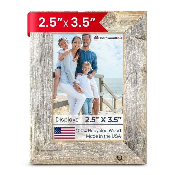 BARNWOODUSA Farmhouse 2.5x3.5 Picture Frame 1 1/2 inch Molding 100% Reclaimed Wood Rustic Natural Weathered Gray