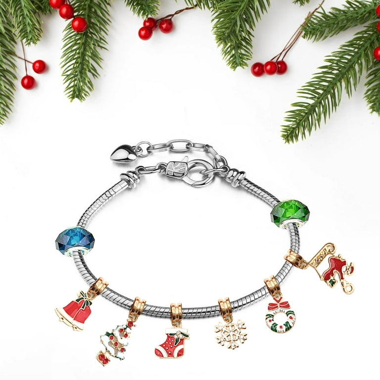 1 Set Fashionable 24 Days Calendar Countdown Christmas Surprise Blind Box  Metal Charm Beads Bracelet DIY Jewelry Making Kit