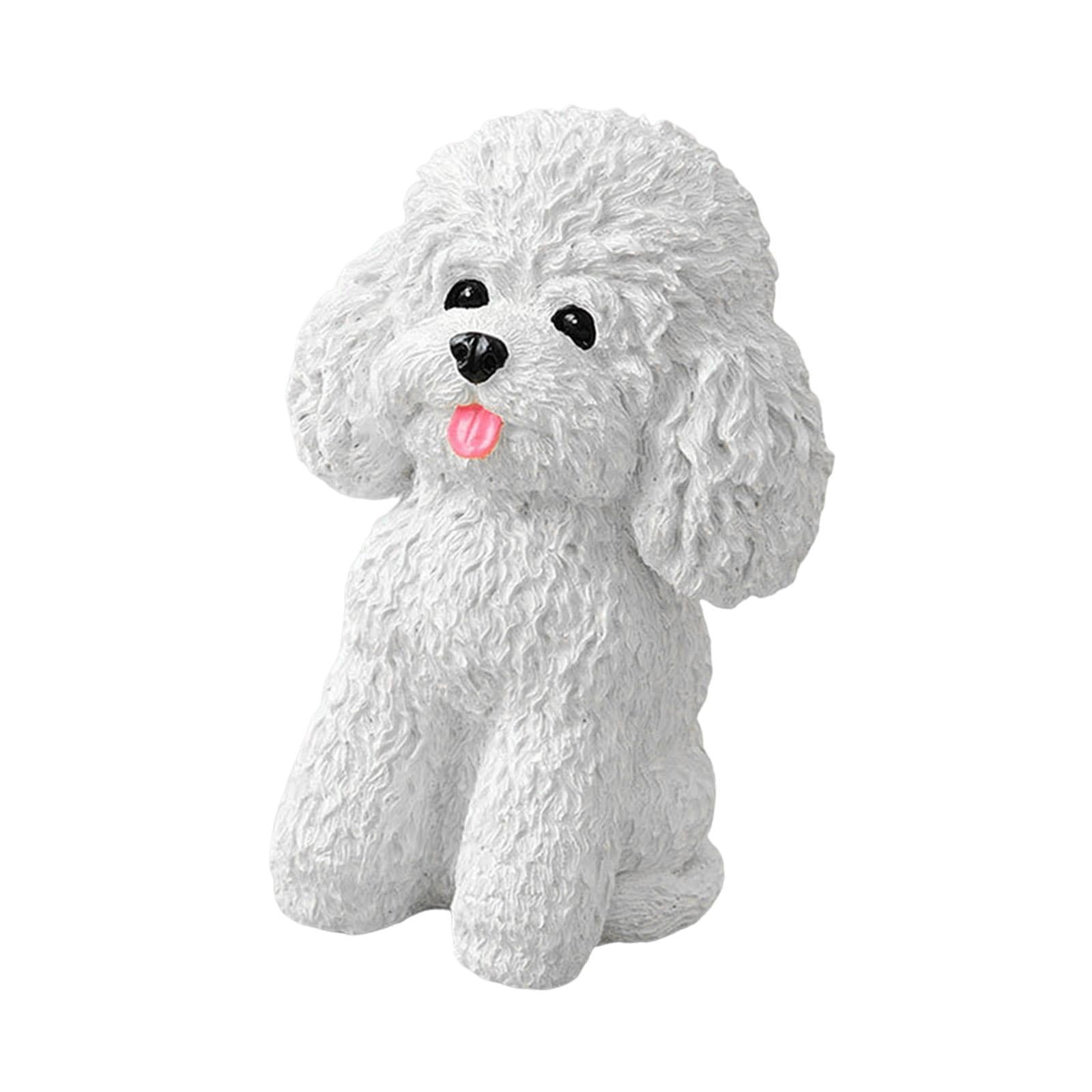 deevoka Sitting Dog Statue Garden Puppy Sculpture Collectibles Indoor and Outdoor Decor Resin Animal Figurine for Yard Porch Entrance White