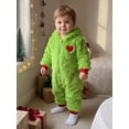 thumbnail image 3 of Newborn Baby Boy Girl Christmas Outfit Heart Embroidery Long Sleeve Fuzzy Zipper  Hooded Jumpsuit Romper 0 3 6 12 18 Months Xmas Clothes, 3 of 8
