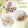 thumbnail image 6 of 6 Styles Bee Rhinestone Brooches Golden Bee Pins Lapel Pins Alloy Enamel Bee Badges Insect Theme Bee Brooches, 6 of 6