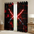 thumbnail image 2 of Erosebridal Red Gradient Light Curtains and Drapes (38x45),3D Geometric Plaid BlackoutCurtains for Bedroom,Neon Lights Curtains Pack of 2 (38x45) For Boys,Lightweight Room Decorative, 2 of 7