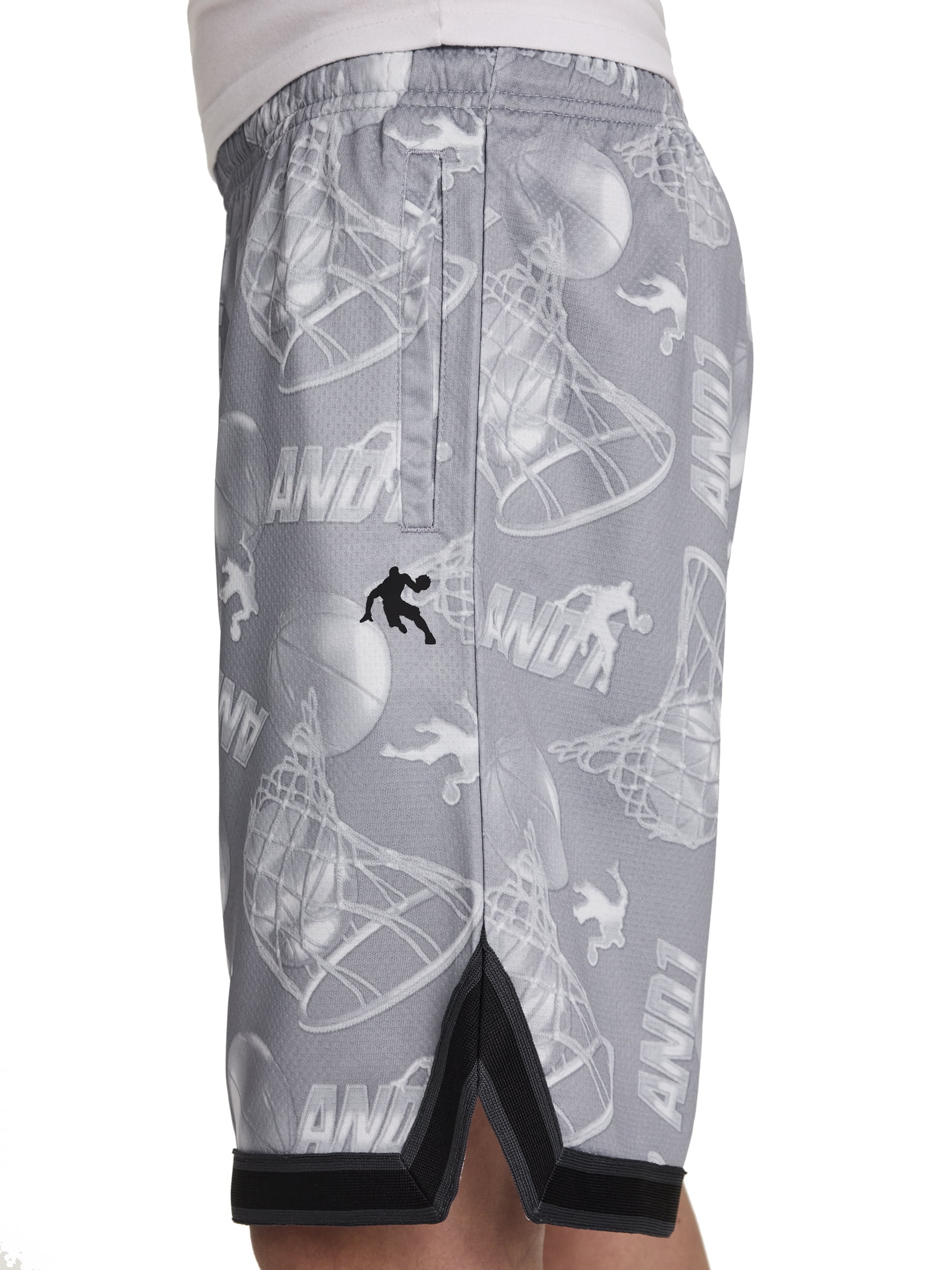 AND1 Boy's Athletic Platinum Short, 7" Inseam, Sizes 4-18