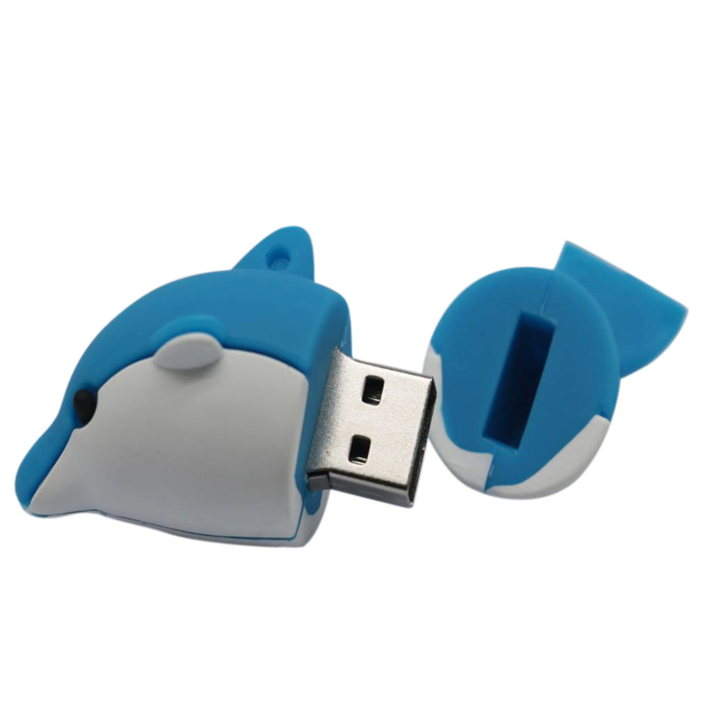 Cute Blue Dolphin Cartoon Model USB3.0 8-64GB flash drive memory stick pendrive 