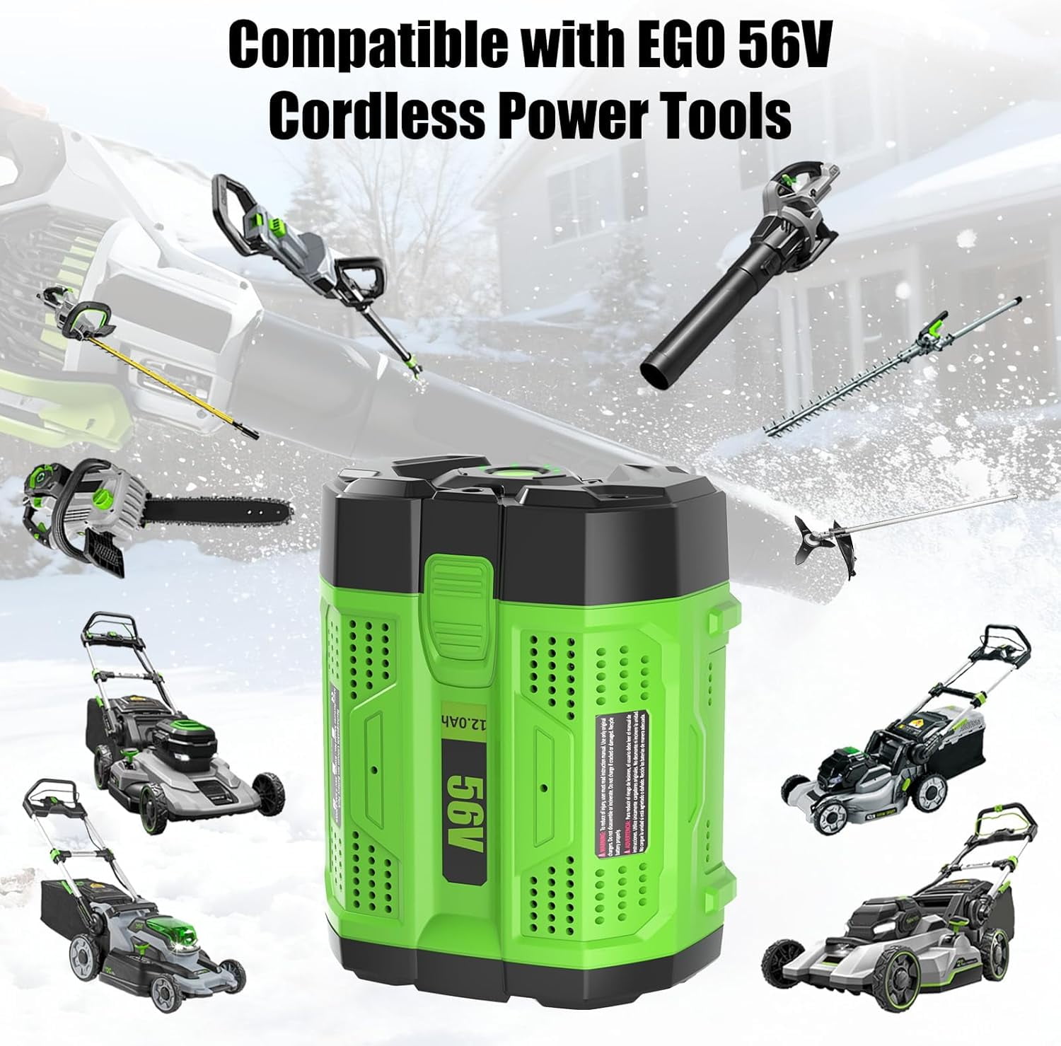 4Pack 12000mAh 56V Replacement Battery for EGO 56V Battery 12Ah Compatible with EGO Battery 56Volt Cordless Tools