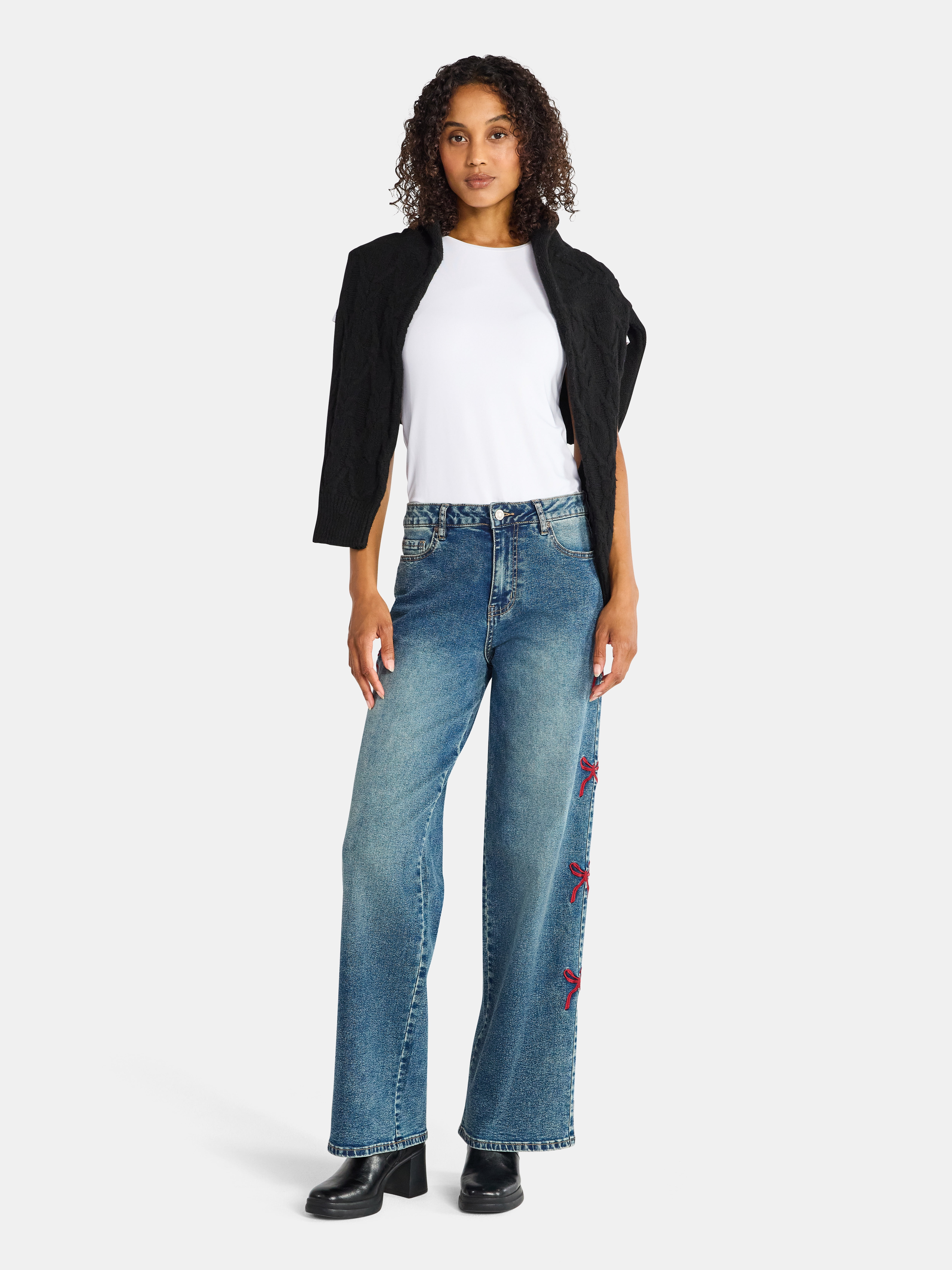 Madden NYC Women's Ultra 90s Fit Jeans with Embroidery, 32" inseam, Sizes 00-18