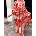 thumbnail image 3 of Kishawna Womens Boho Floral Puff Sleeve Tiered Maxi Dress Long Dresses, 3 of 10