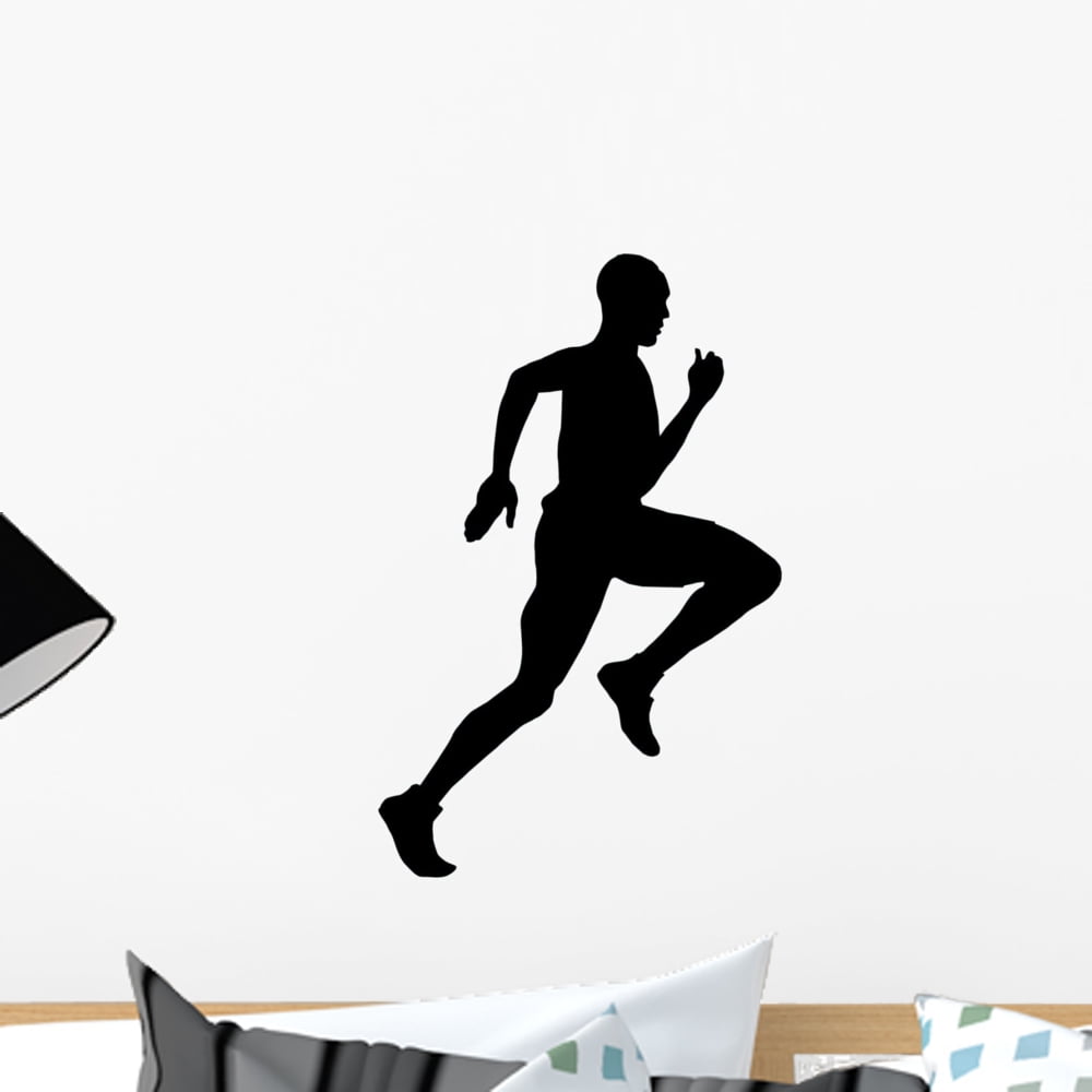 Athletic Runner Silhouette Wall Decal by Wallmonkeys Peel and Stick