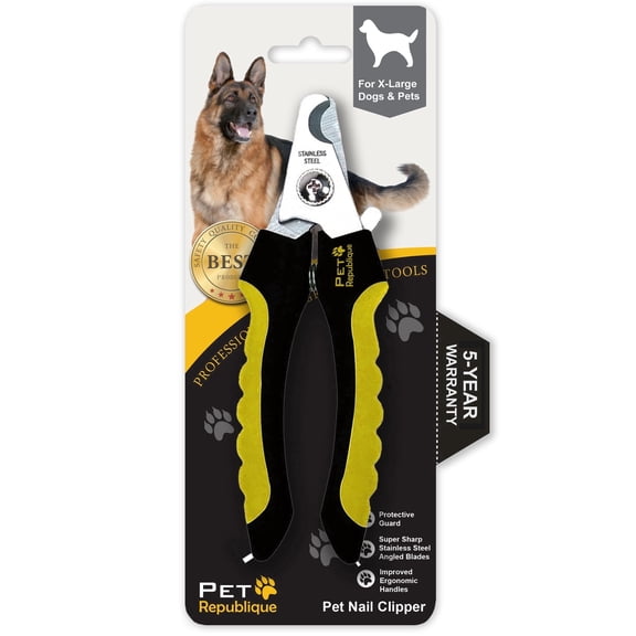 Pet Republique Dog Nail Clipper for Large Breeds with Safety Guard - High Quality Stainless Steel Blades