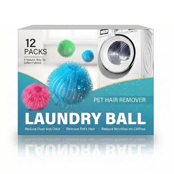 12 Pack Pet Hair Remover for Laundry, Reusable Laundry Balls for Washing Machine and Dryer, Effective Lint Remover and Fabric Softener for Clothes