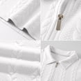 thumbnail image 4 of Uwinwear Mens Knit Polo Shirts Solid Color Short Sleeve Textured Polo Shirt Quarter Zip Collar Tee Casual Stretch Summer Golf Tops,White,L, 4 of 4