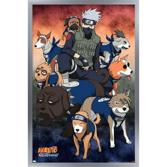 Naruto Shippuden - Kakashi Ninja Hounds Wall Poster, 22.375" x 34" Framed