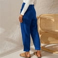thumbnail image 2 of Aayomet Work Pants Women Poches Raccourcies Jambe Droite Pants Pantalon Décontracté Élégant (Bleu Foncé, m), 2 of 5