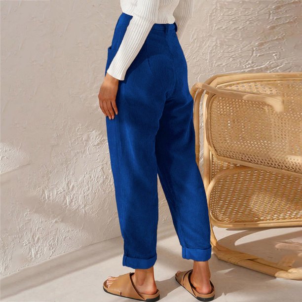 WILLBEST Pantalones Casuales de Pana para Mujer, de Pierna Recta, con Bolsillos para Una Comodidad Elegante. Chica