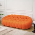 thumbnail image 4 of Sodrens 98.43" Bubble Couch,Modern Upholstered Mesh Fabric Lazy Floor Sofa,3D Honeycomb Shape Bubble Sofa Curved Couch for Living Room,Office,Apartment,No-Assembly(Orange,3-Seater), 4 of 10