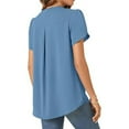 thumbnail image 4 of Tops for Women under $5 Short Sleeved V-neck Solid Color Shirt Top Blue M, 4 of 4