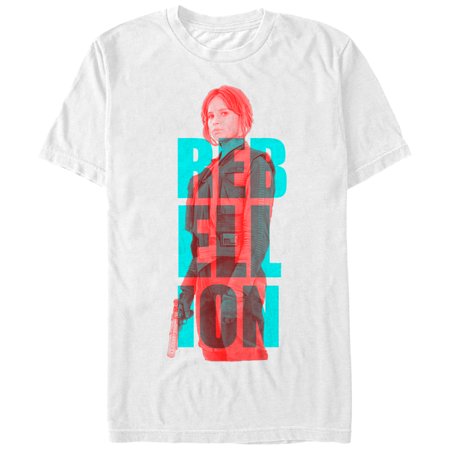 Men s Star Wars Rogue One Jyn Rebellion Font Graphic Tee White 2X Large