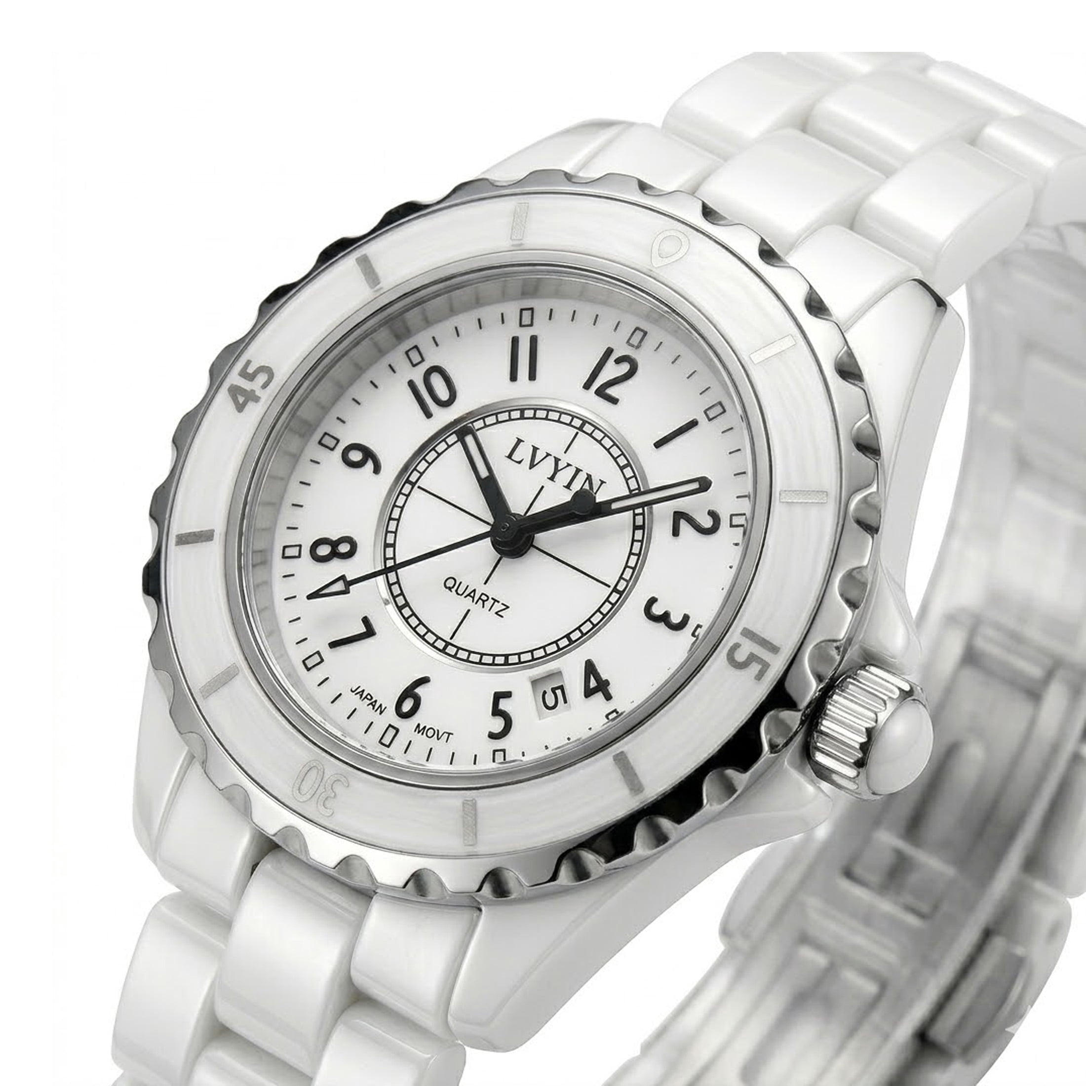 Ceramic Women's 35mm Quartz Watch White Dial Waterproof Bracelet Ladies Watch