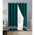 thumbnail image 2 of 11-Pc Alpen Zigzag Saw Teeth Embroidery Pleated Stripe Comforter Curtain Set Teal Green Black White Queen, 2 of 2