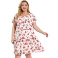 thumbnail image 4 of GRACE & GRANDEUR Robe Florale à Manches Courtes et Ceinture pour Femmes Grande Taille 4X Blanc, 4 of 6