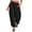 Black, variant on Womens Wide Leg Balloon Pants Casual Trendy Elastic Waist Wide Leg Harem Pants Baggy Pleated by Yigetop Black L