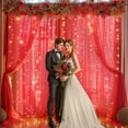 thumbnail image 4 of UniMall 10x10ft Red Tulle Backdrop Curtain with Lights String for Parites, Sheer Backdrop Curtains for Wedding Baby Shower Birthday Party Photo Shoot Decorations, 4 of 17