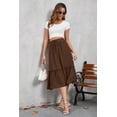 thumbnail image 2 of HOWCOME Women's Skirts - Elastic Waist Pleated A Line Skirt Dress with Pockets Dressy Casual Boho Skirt Brown, XL, 2 of 6