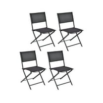 Spaco Set of 4 Outdoor Patio Folding Chairs, Outdoor Ergonomic Seating Chairs, Space-Saving Foldable Chairs for Outdoor as Poolside, Garden, Patio, Yard, Black
