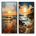 thumbnail image 2 of Designart "Orange Blue Sunrise On The Beach I" Sunrisesunset Framed Wall Art Set Of 2 - Orange Landscapes Gallery Wall Frame Set For Home Decor, 2 of 7