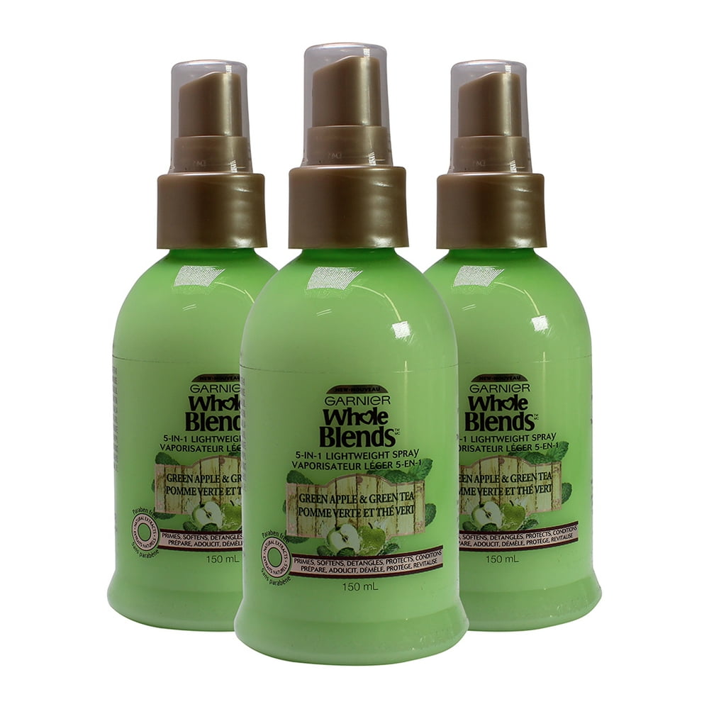3 Pk Garnier Whole Blends 5in1 Lightweight Hair Detangler Green Apple